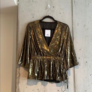 Topshop Metallic Gold Blouse | Size 8